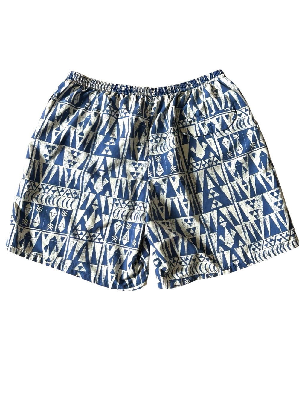 PATAGONIA Mens White Blue Baggies Adult Sz M Tribal Aztec Geometric Print Lined